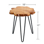 Table basse en bois massif (Live Edge) avec pieds épingle