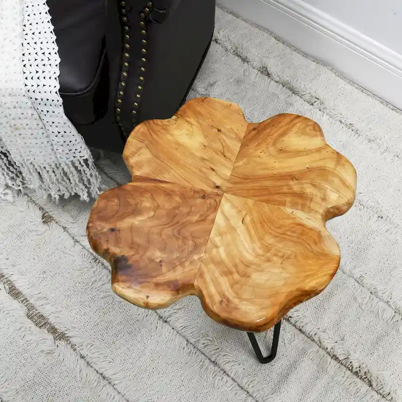 Table basse en bois massif (Live Edge) avec pieds épingle
