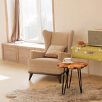Table basse en bois massif (Live Edge) avec pieds épingle