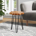 Table basse en bois massif (Live Edge) avec pieds épingle