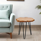 Table basse en bois massif (Live Edge) avec pieds épingle
