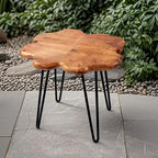 Table basse en bois massif (Live Edge) avec pieds épingle