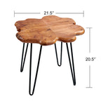 Table basse en bois massif (Live Edge) avec pieds épingle