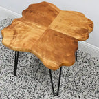 Table basse en bois massif (Live Edge) avec pieds épingle