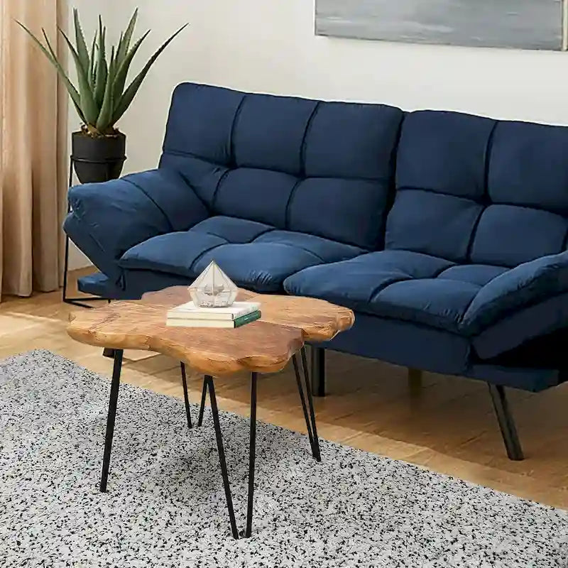Table basse en bois massif (Live Edge) avec pieds épingle