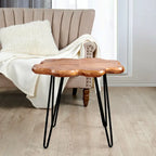 Table basse en bois massif (Live Edge) avec pieds épingle