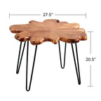Table basse en bois massif (Live Edge) avec pieds épingle