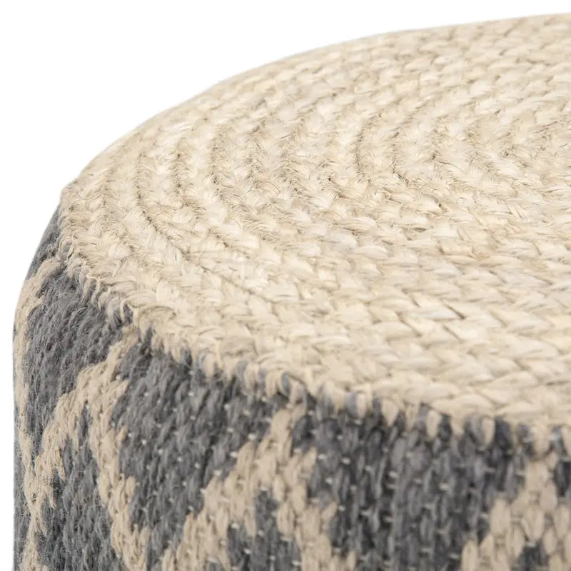 Pouf rond bohème en jute tressée naturelle