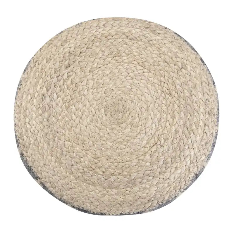Pouf rond bohème en jute tressée naturelle