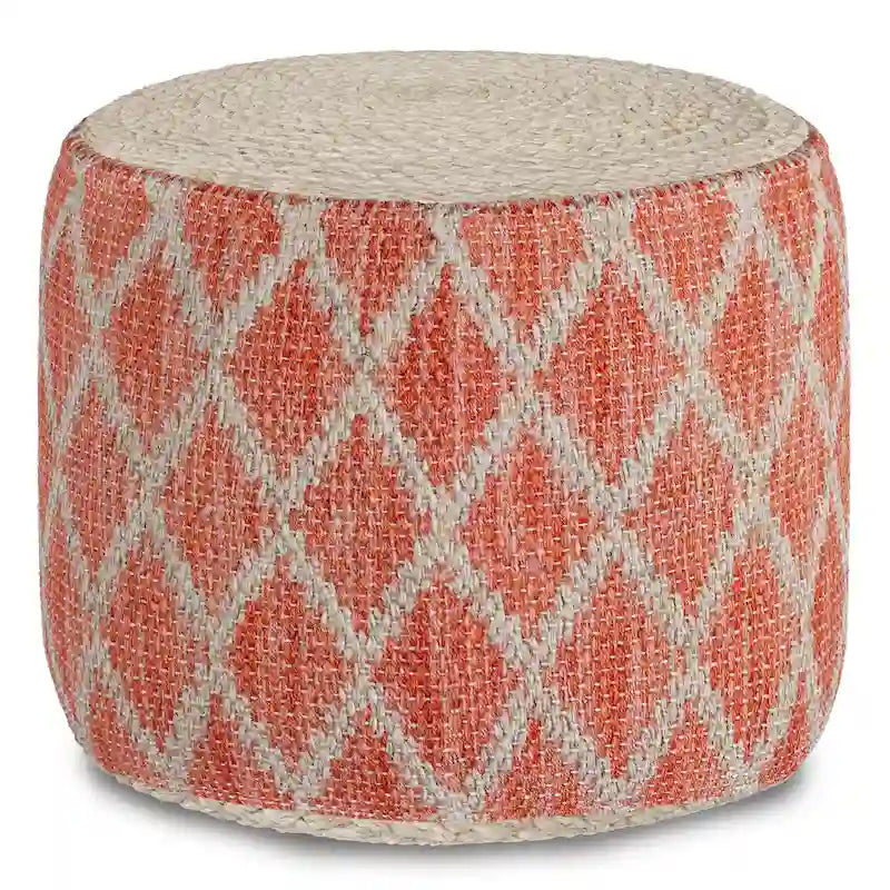 Pouf rond bohème en jute tressée naturelle