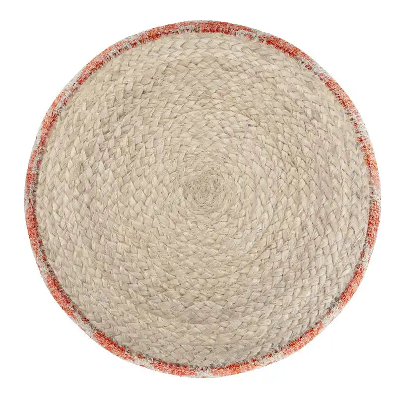 Pouf rond bohème en jute tressée naturelle