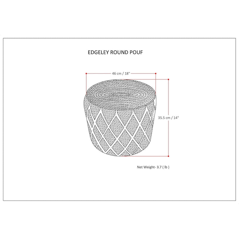 Pouf rond bohème en jute tressée naturelle