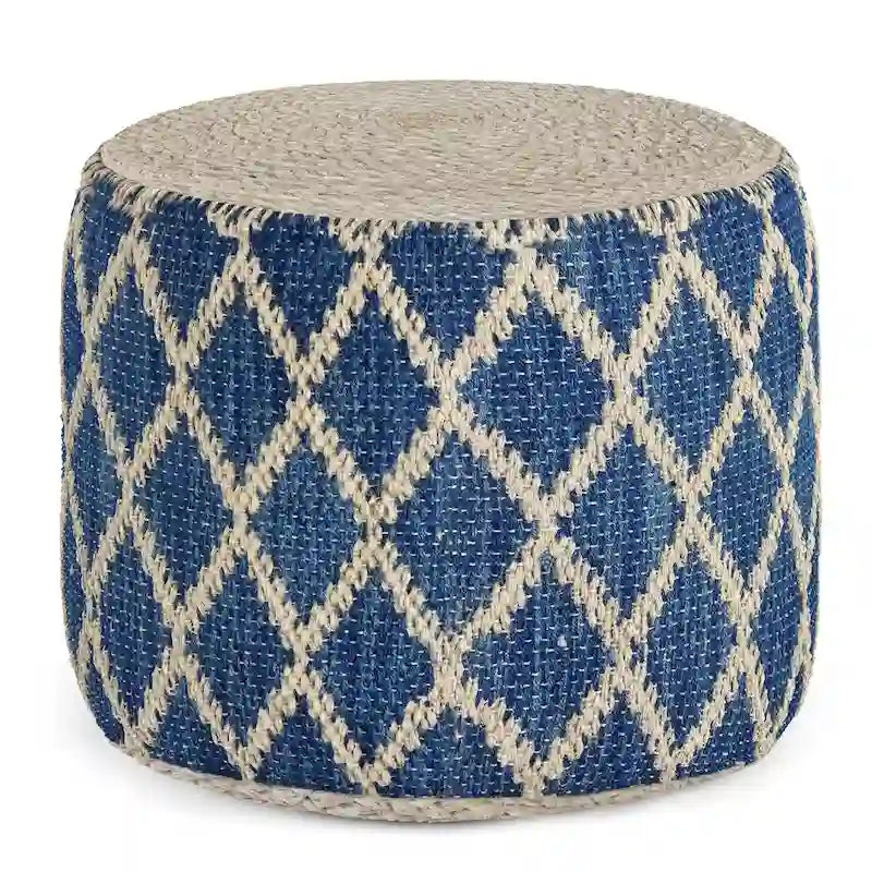 Pouf rond bohème en jute tressée naturelle