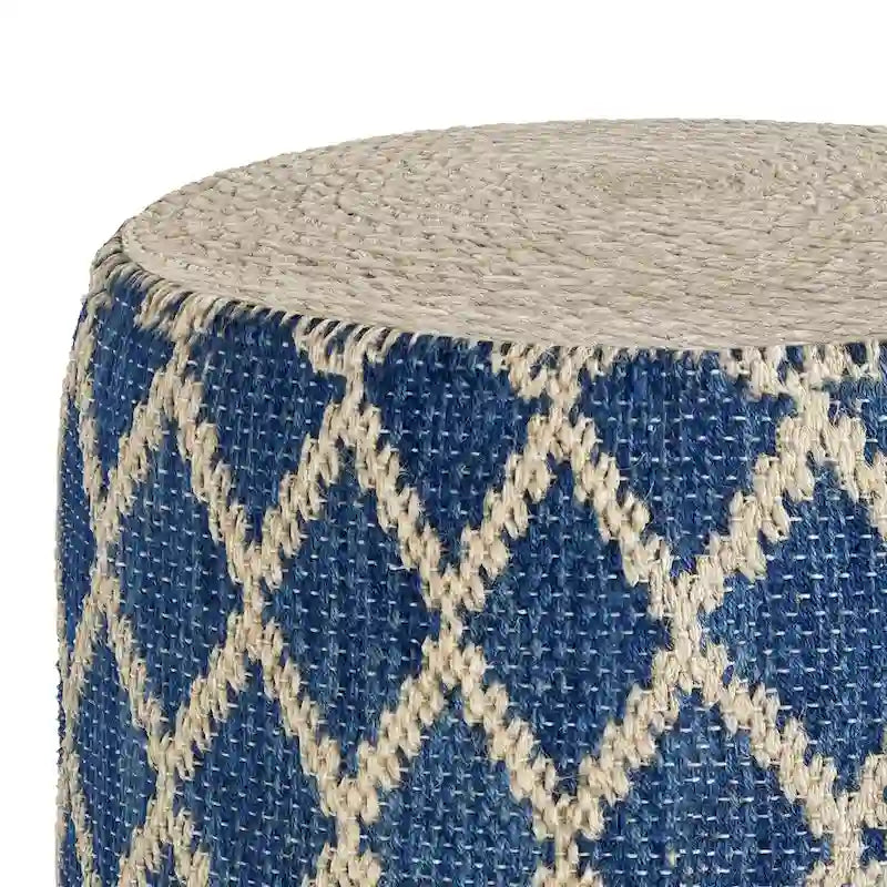 Pouf rond bohème en jute tressée naturelle