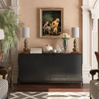 Bahut de rangement 4 portes brillant accent