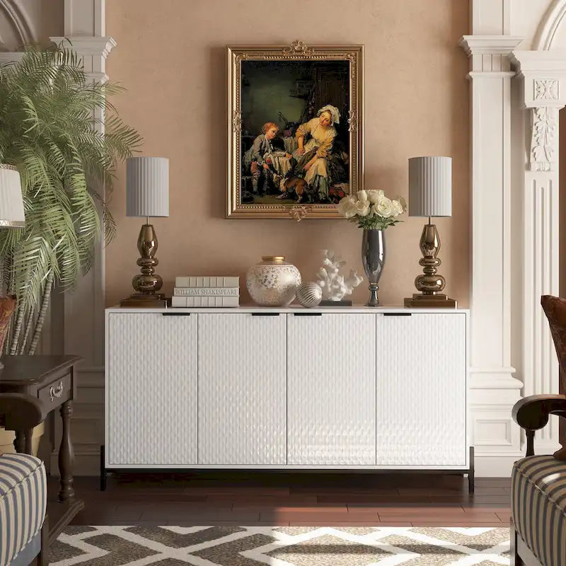 Bahut de rangement 4 portes brillant accent