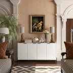 Bahut de rangement 4 portes brillant accent