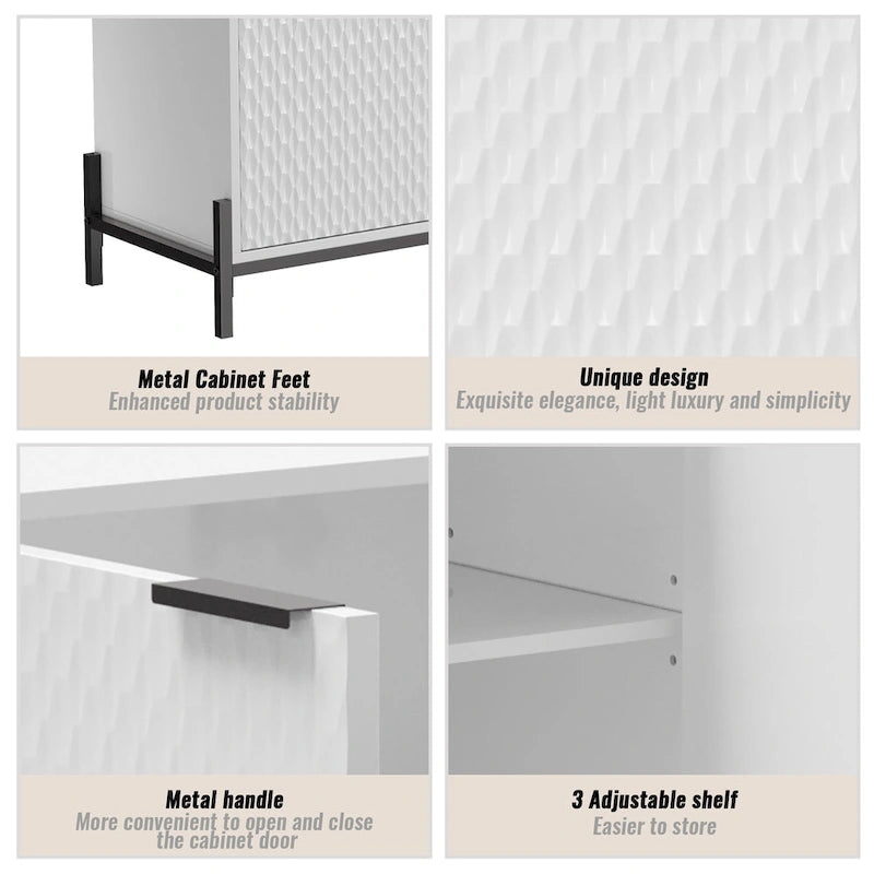 Bahut de rangement 4 portes brillant accent