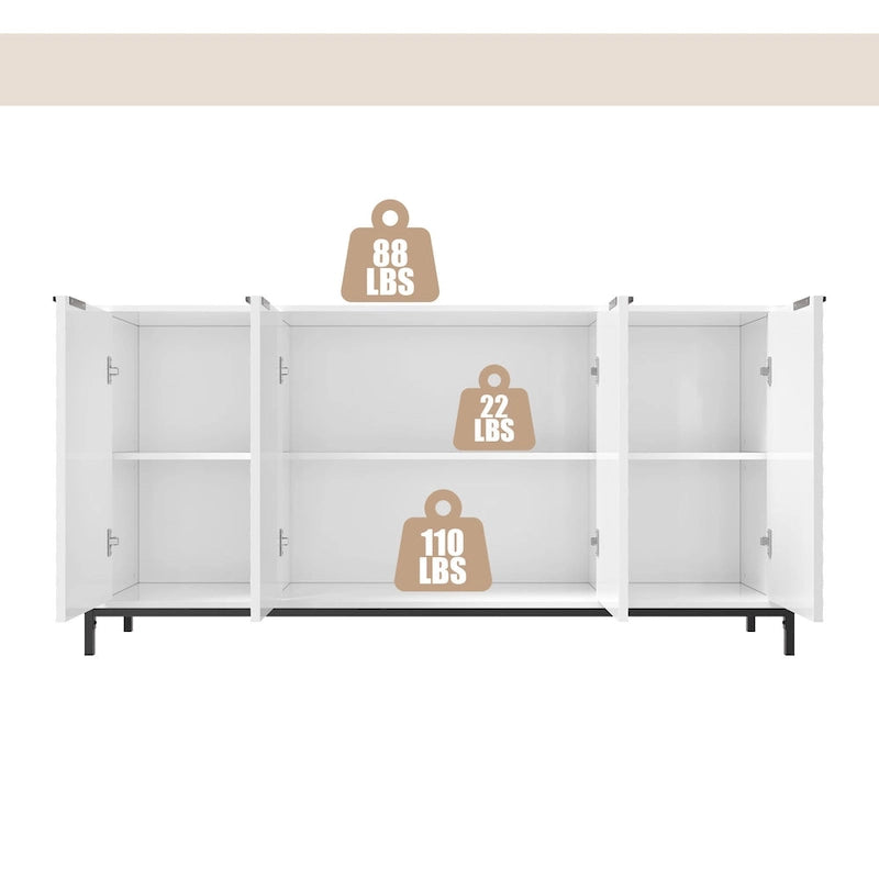 Bahut de rangement 4 portes brillant accent