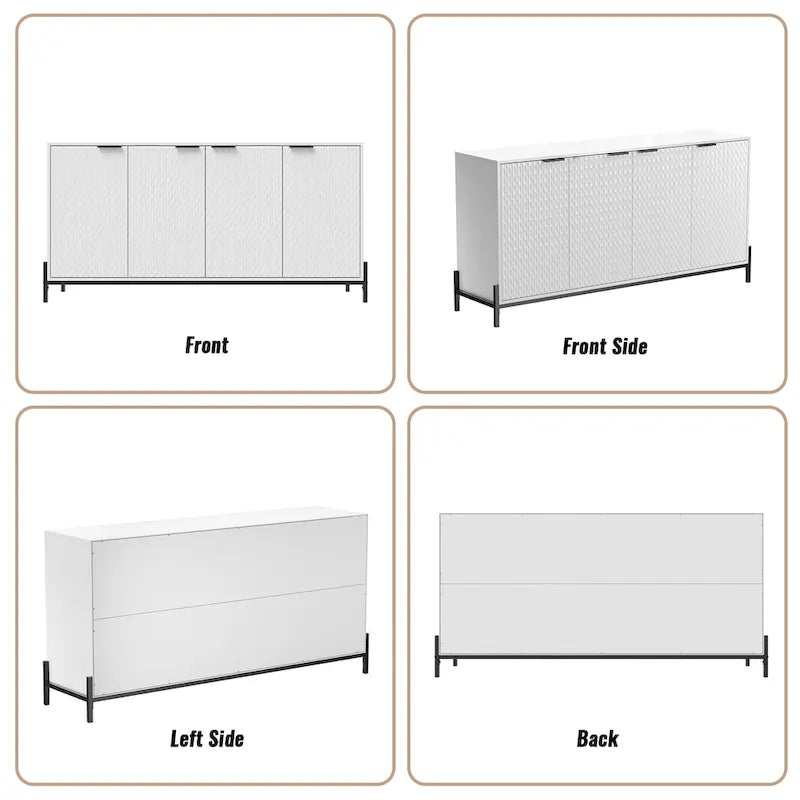 Bahut de rangement 4 portes brillant accent