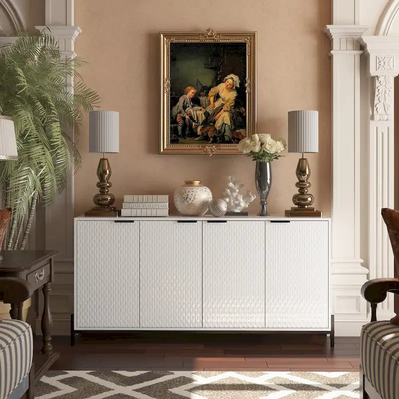 Bahut de rangement 4 portes brillant accent