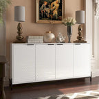Bahut de rangement 4 portes brillant accent