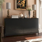 Bahut de rangement 4 portes brillant accent