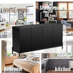 Bahut de rangement 4 portes brillant accent