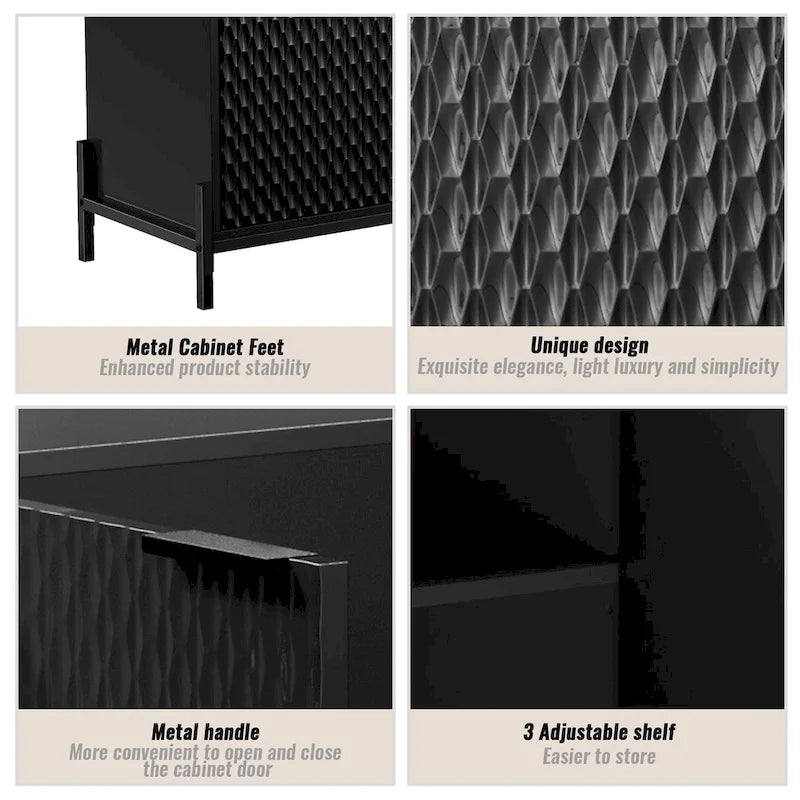 Bahut de rangement 4 portes brillant accent