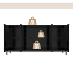 Bahut de rangement 4 portes brillant accent