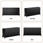 Bahut de rangement 4 portes brillant accent