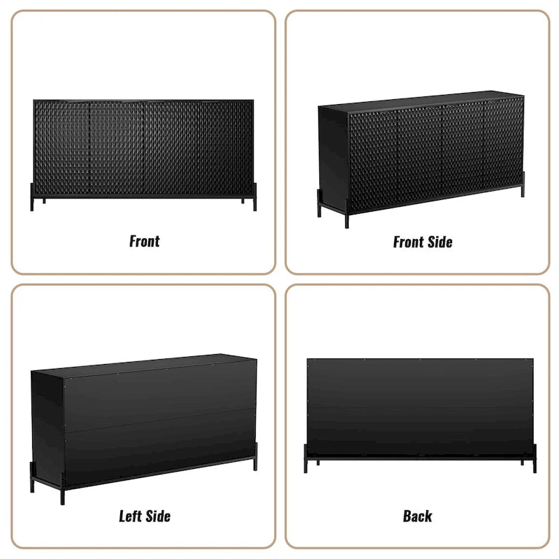 Bahut de rangement 4 portes brillant accent