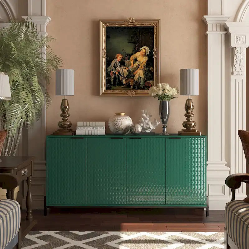 Bahut de rangement 4 portes brillant accent