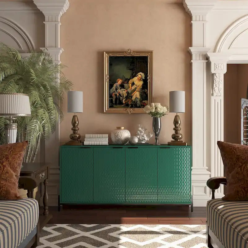 Bahut de rangement 4 portes brillant accent