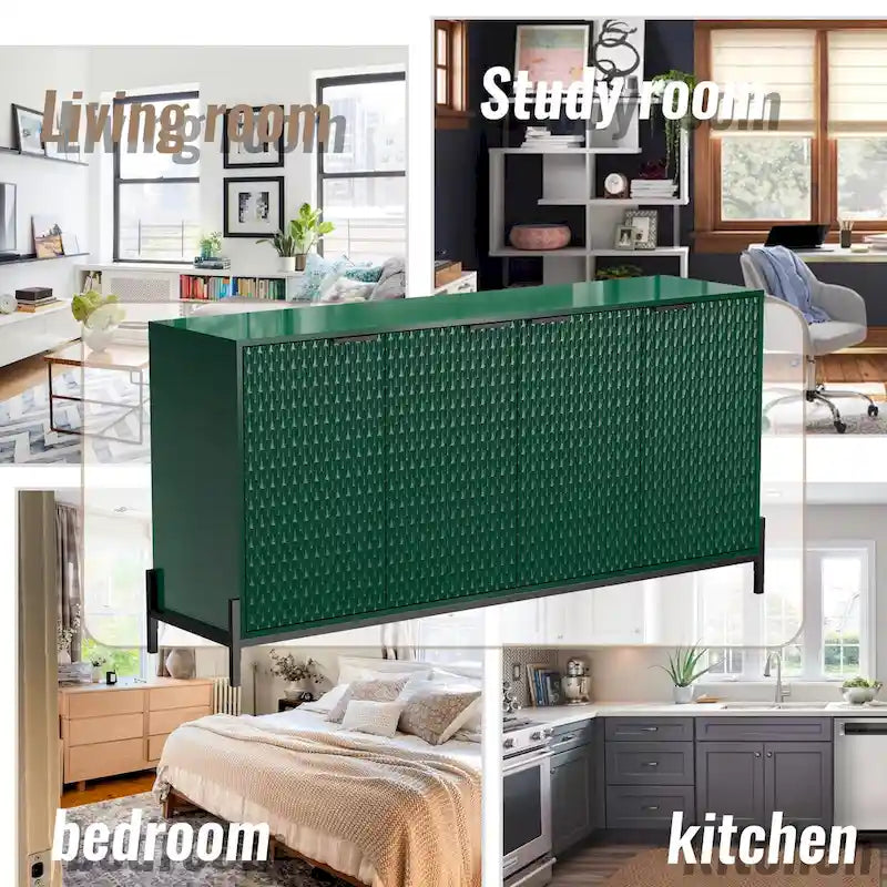 Bahut de rangement 4 portes brillant accent