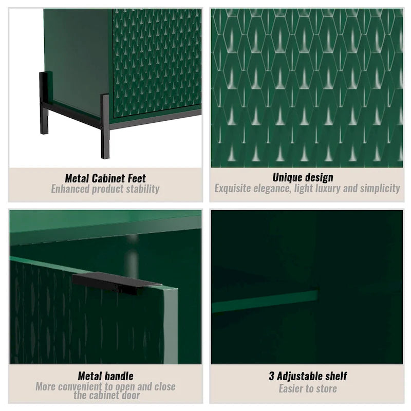 Bahut de rangement 4 portes brillant accent