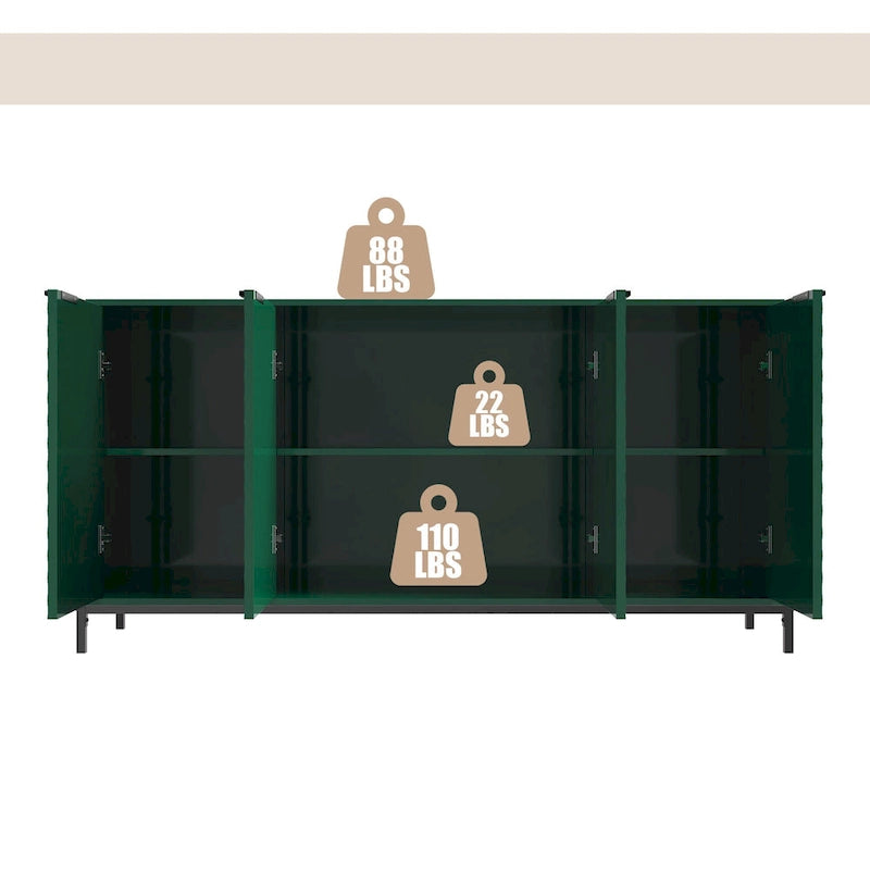 Bahut de rangement 4 portes brillant accent
