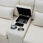 [VIDÉO fournie] [Nouveau] Canapé rembourré 114.2 avec console, 2 porte-gobelets et 2 ports USB avec recharge filaire ou sans fil, style moderne Li