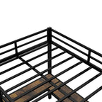 Lit mezzanine en métal avec bureau et étagères, lit mezzanine avec échelle et balustrades, cadre de lit mezzanine pour chambre, noir