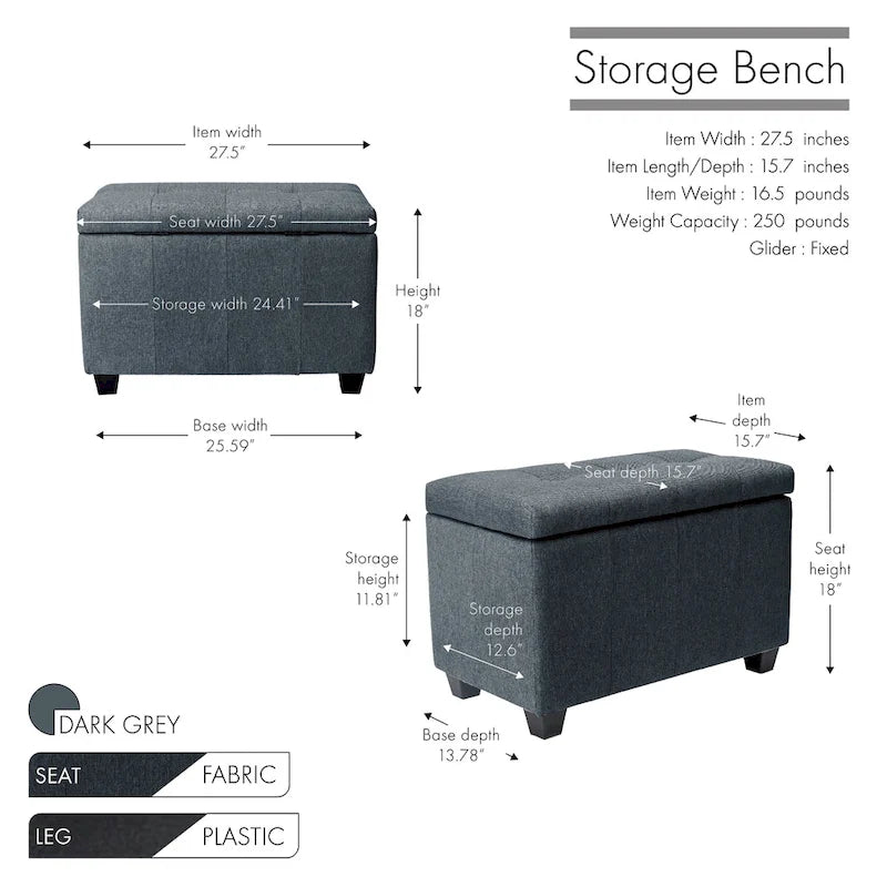 Banc de rangement pliant en tissu
