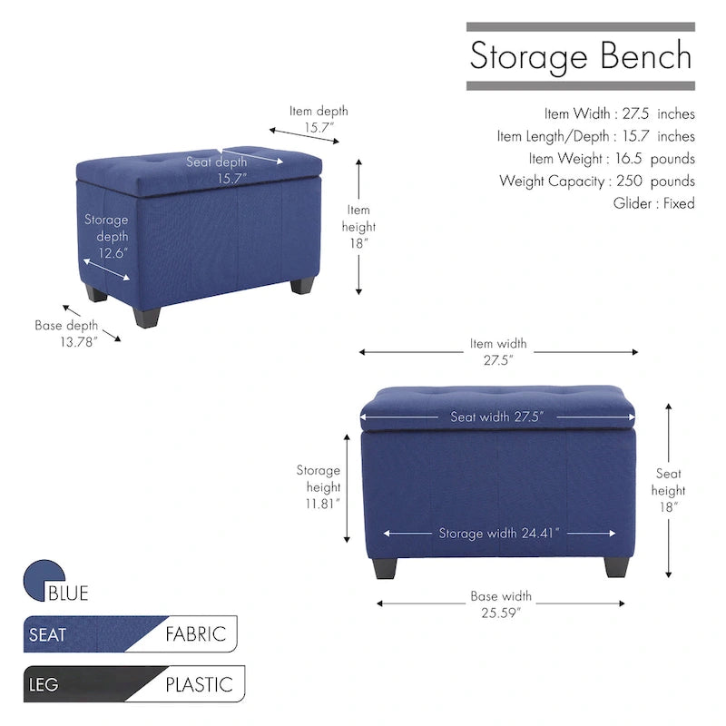 Banc de rangement pliant en tissu