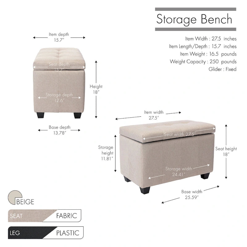 Banc de rangement pliant en tissu