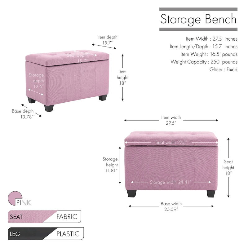 Banc de rangement pliant en tissu