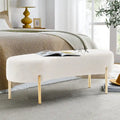 Banc ottoman, banc de lit rembourré pour entrée avec pieds en métal doré pour salon - 45,7*15,4