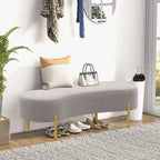 Banc ottoman, banc de lit rembourré pour entrée avec pieds en métal doré pour salon - 45,7*15,4