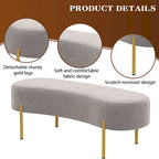 Banc ottoman, banc de lit rembourré pour entrée avec pieds en métal doré pour salon - 45,7*15,4