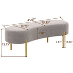 Banc ottoman, banc de lit rembourré pour entrée avec pieds en métal doré pour salon - 45,7*15,4