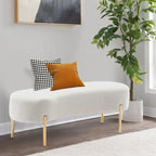 Banc ottoman, banc de lit rembourré pour entrée avec pieds en métal doré pour salon - 45,7*15,4