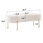 Banc ottoman, banc de lit rembourré pour entrée avec pieds en métal doré pour salon - 45,7*15,4