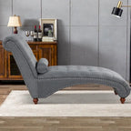 Chaise longue moderne en velours sans accoudoirs avec 1 coussin cylindrique